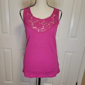 Lauren Ralph Lauren Helena Pink Crochet Lace Tank Top Size L
